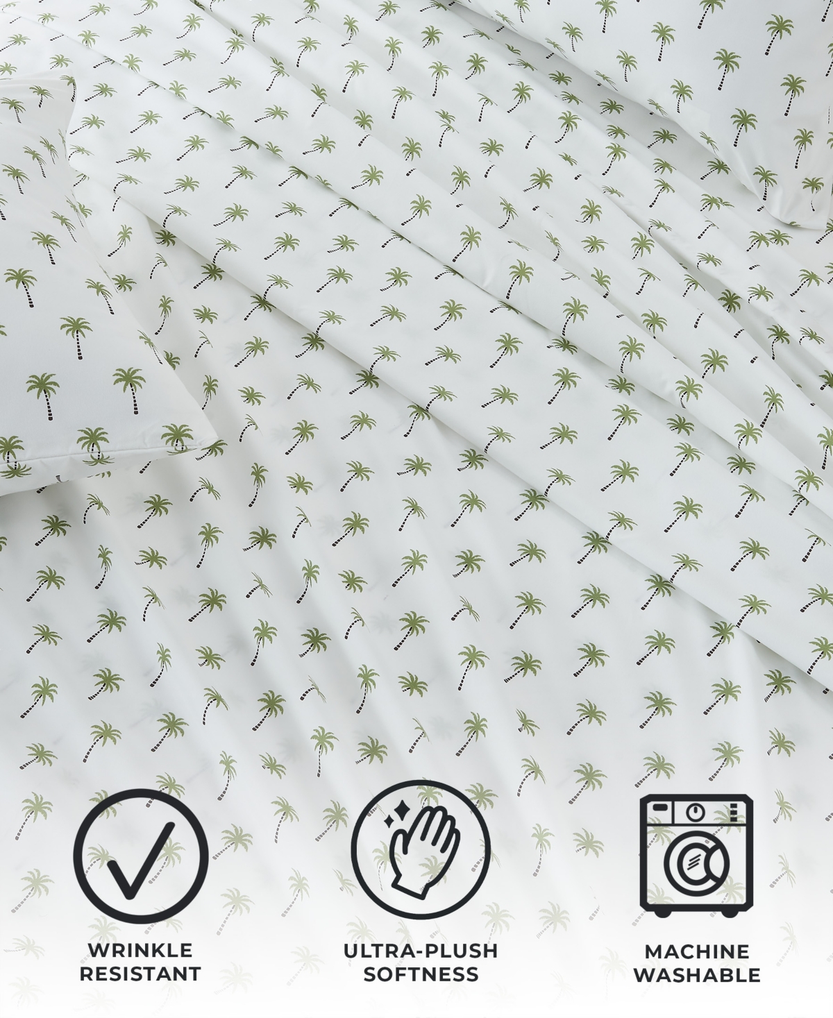 Premium Comforts Coastal Printed Microfiber 4-Pc. Sheet Set, - Coastal - Palm Tree