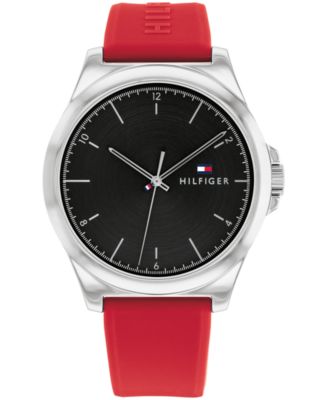 Tommy Hilfiger Men s Quartz Red Silicone Watch 42mm Macy s