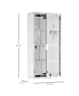 HOMCOM Wall Medicine Cabinet with Lock, Lockable Wall Cabinet,