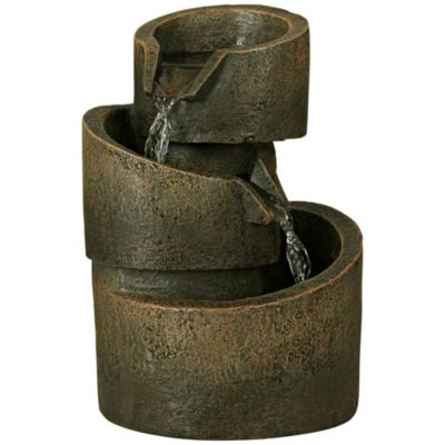 3-Tier 9 3/4" High Small Zen Modern Indoor Outdoor Decor Bronze Stone Tabletop Fountain Outside Garden Patio