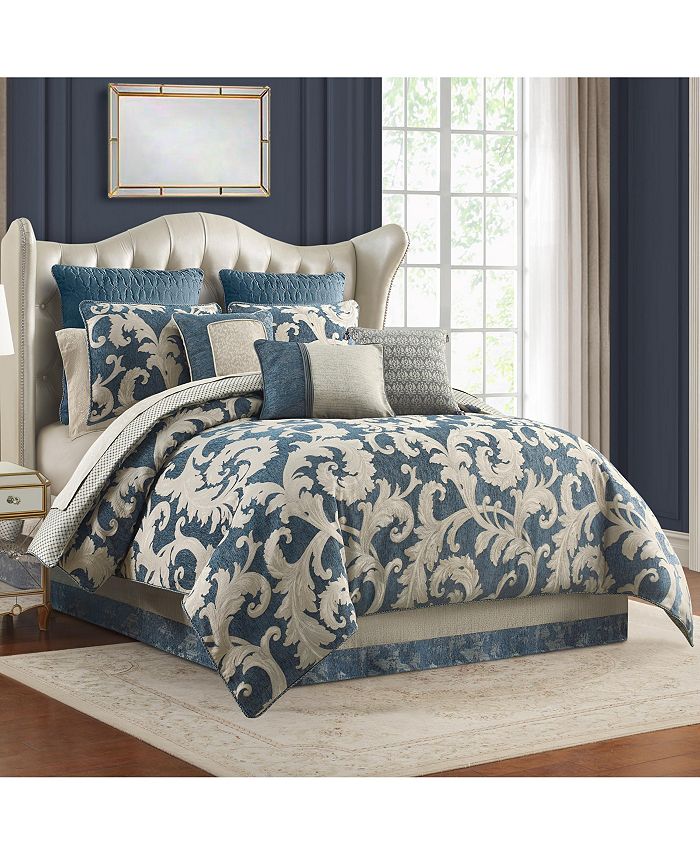 Waterford Arezzo Set Trapunta Queen 6 Pezzi – Piumone E Federe In Blu Polveroso - 3