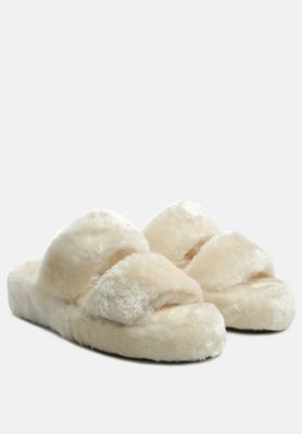 Womens Fur Slip On s Flat
