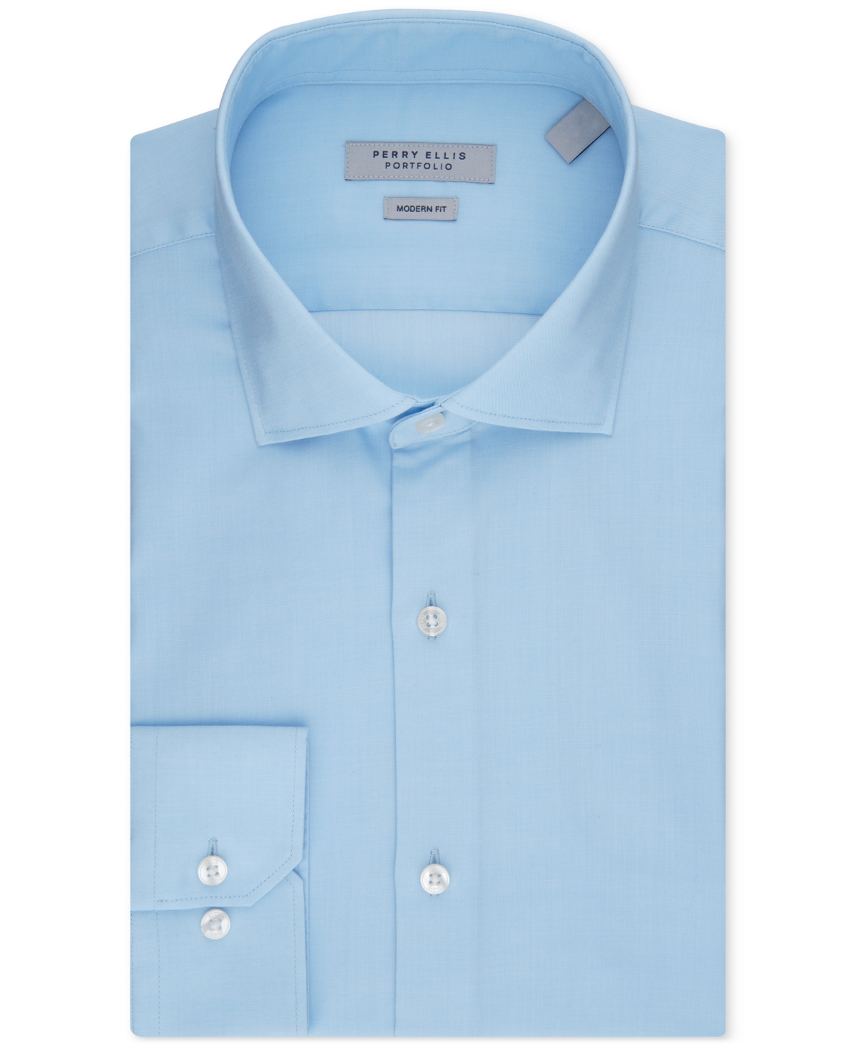 Men's Modern-Fit Lux Twill Solid Dress Shirt - Blue