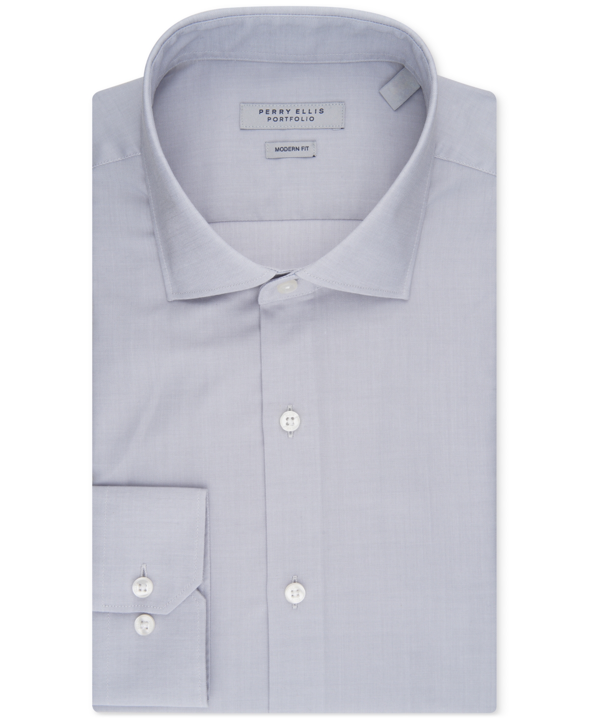 Shop Perry Ellis Men's Modern-fit Lux Twill Solid Dress Shirt In Lt Grey