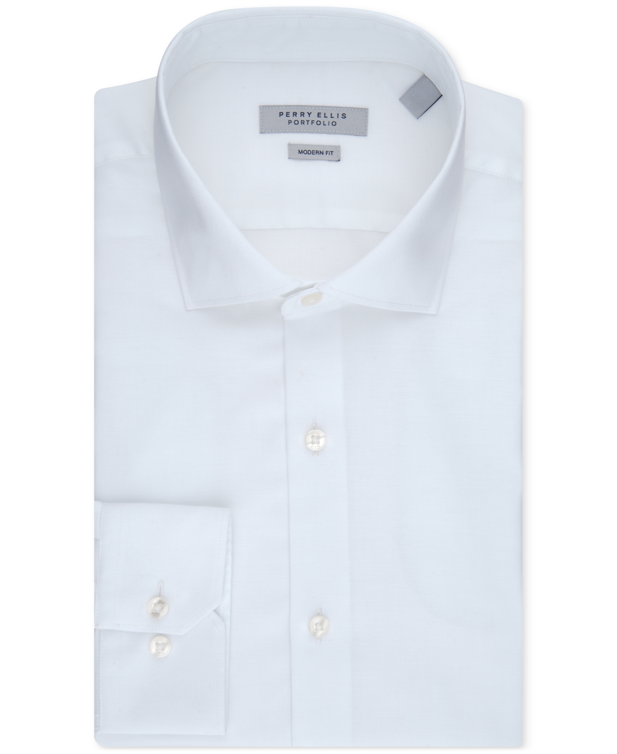 Shop Perry Ellis Men's Modern-fit Lux Twill Solid Dress Shirt In White