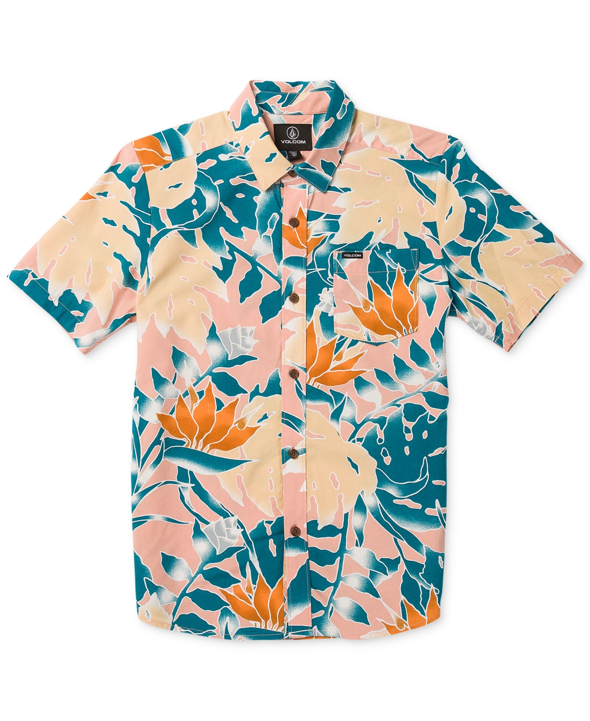Shop Volcom Big Boys Leaf Pit Floral Woven Shirt In Slm