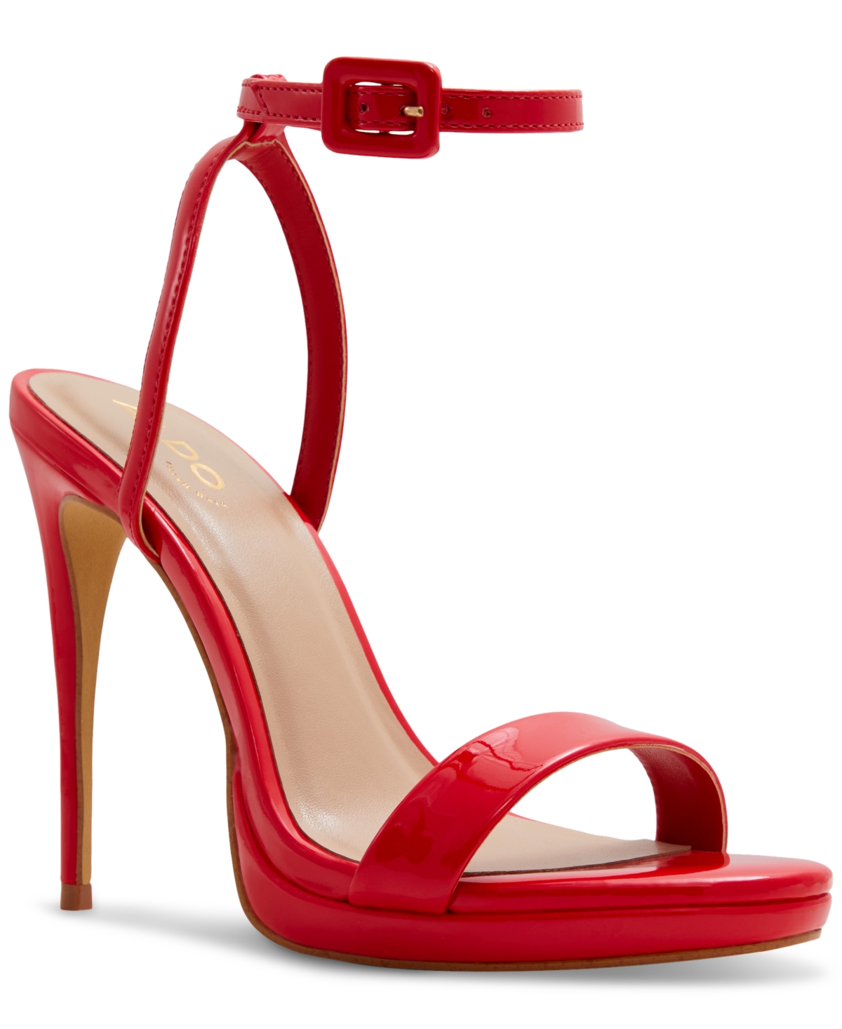 Shop Aldo Women's Kat Ankle-strap Stiletto Dress Sandals In Red Patent