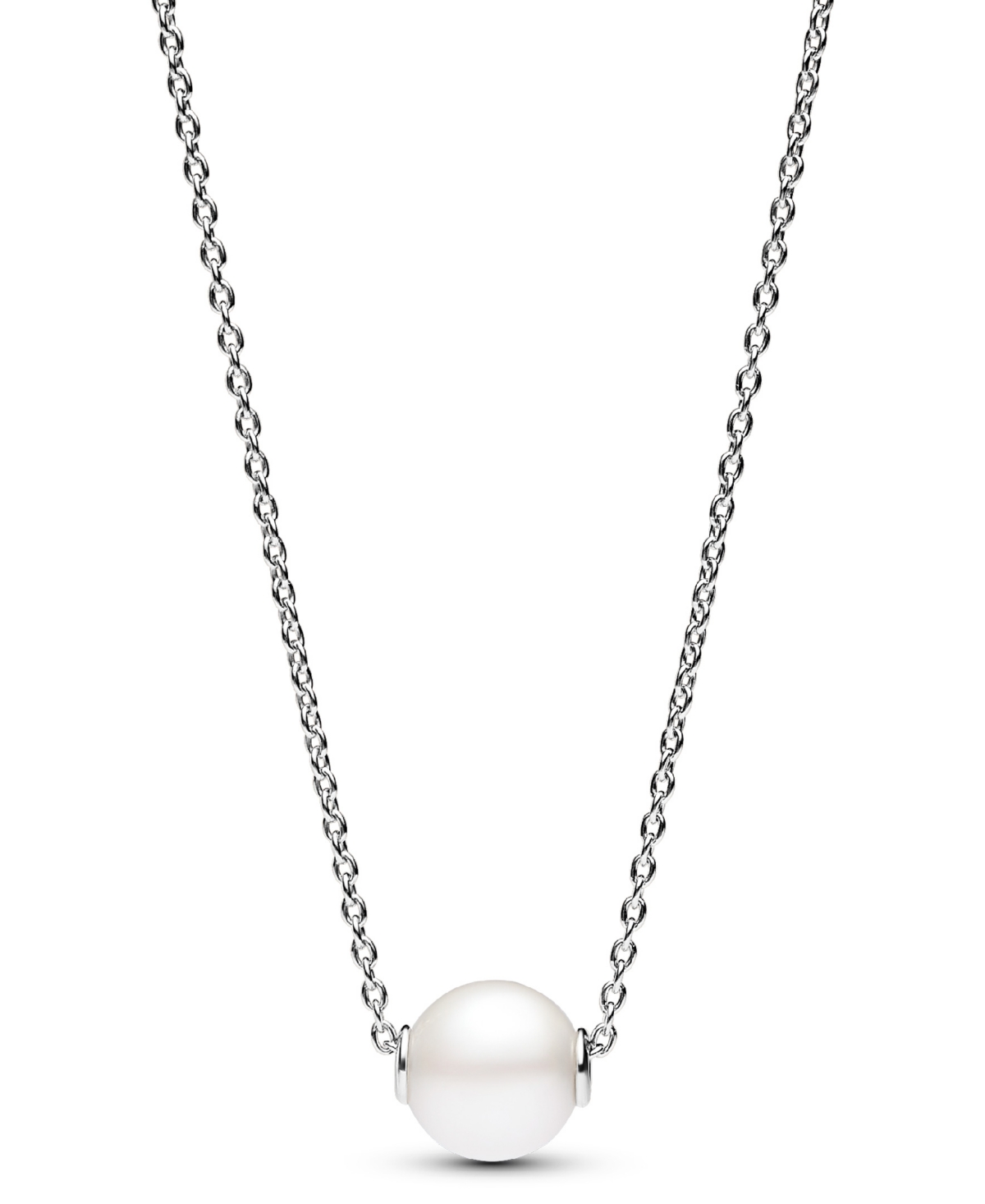 Sterling Silver Sparkling Treated Freshwater Cultured Pearl Collier Necklace - Silver