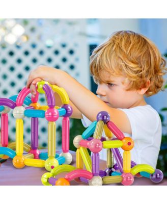  -Kids Toy Magnetic Stix Stick -68 PCS 3D Building Blocks STEM Construction