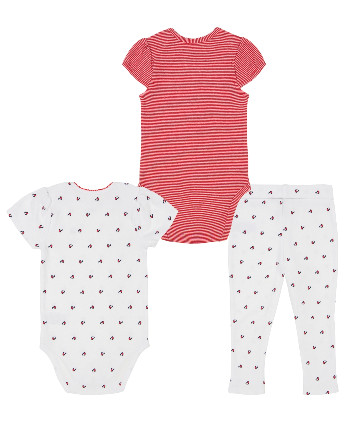 Tommy Hilfiger Baby Girls Pattern Bodysuits and Joggers, 3 Piece Set - White