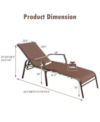 2 Pieces Patio Folding Chaise Lounge Chair Set with Adjustable Back