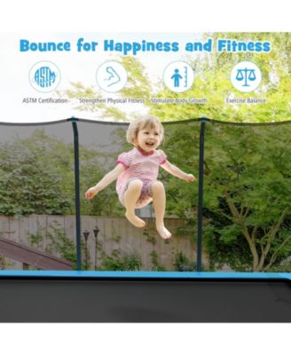8 x 14 Feet Rectangular Recreational Trampoline with Safety Enclosure Net and Ladder