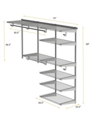 Adjustable Closet Organizer Kit with Shelves and Hanging Rods for 4 to 6 Feet