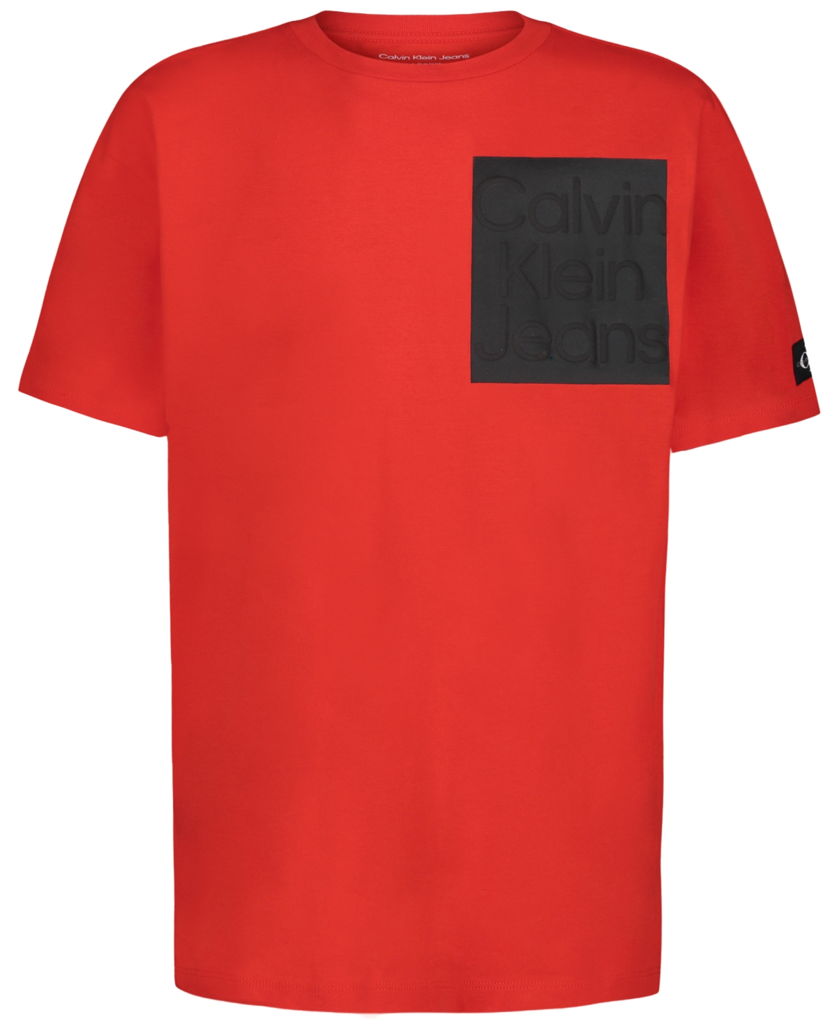 Calvin Klein Kids' Big Boys Puff Pocket Short Sleeve T-shirt In Fiery Red