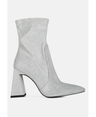 Hustlers Shimmer Block Heeled Ankle Boots