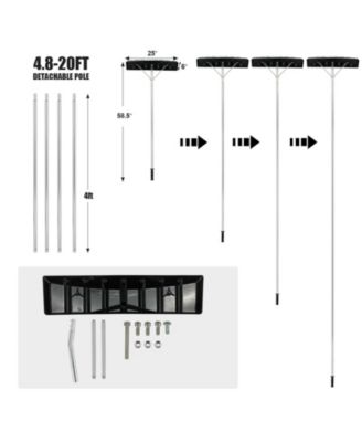 20 Feet Extendable Aluminum Snow Roof Rake with Anti-slip Handle