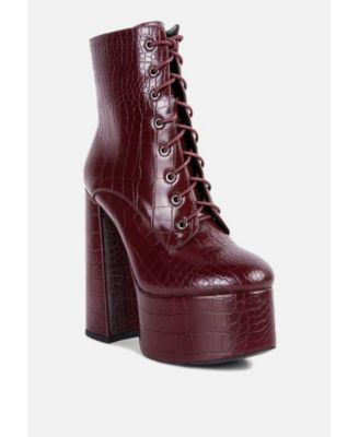 magdalene croc high heel platform boots
