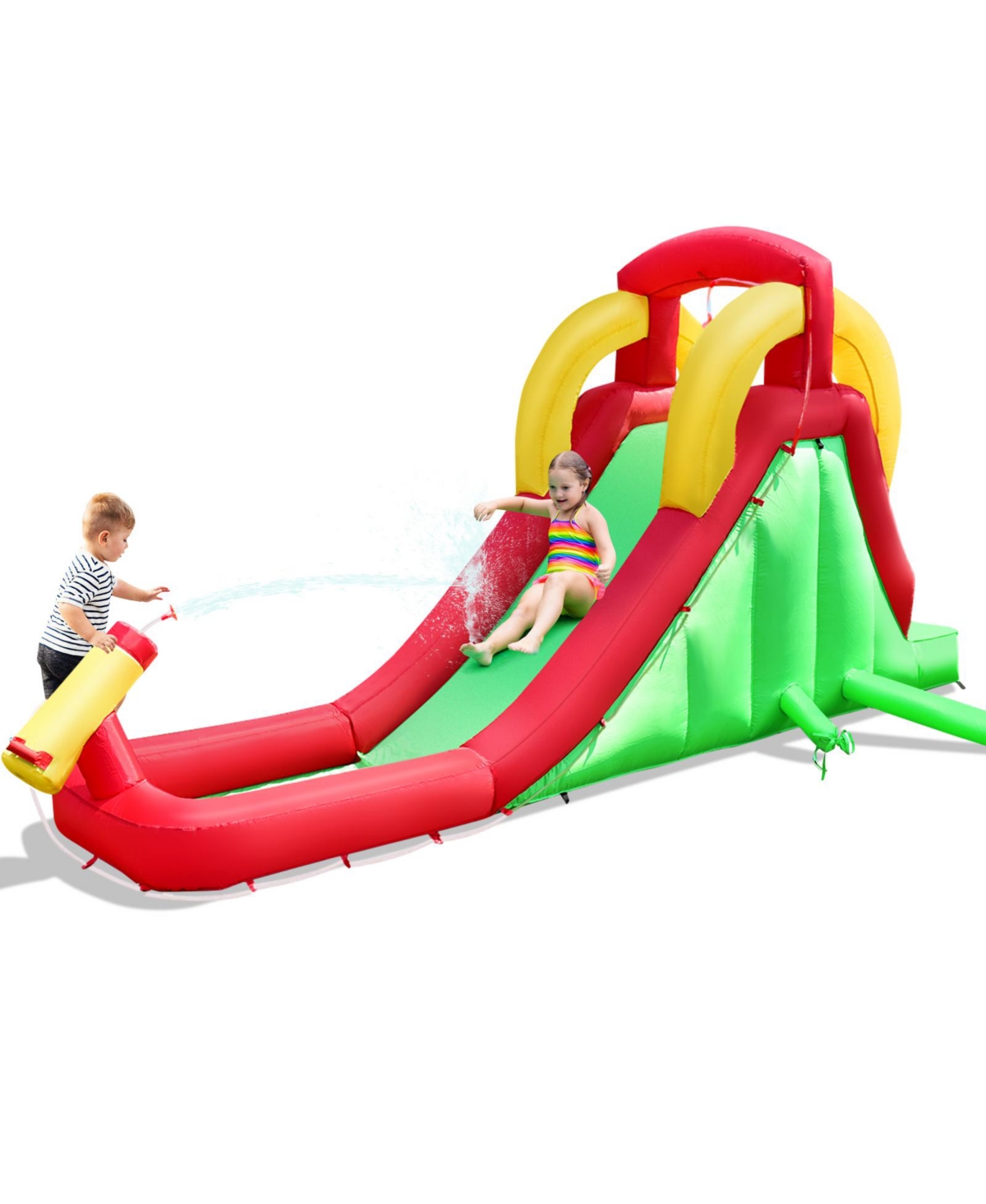 Inflatable Water Slide Bounce House with Climbing Wall and Jumper without Blower - Open Miscellaneous