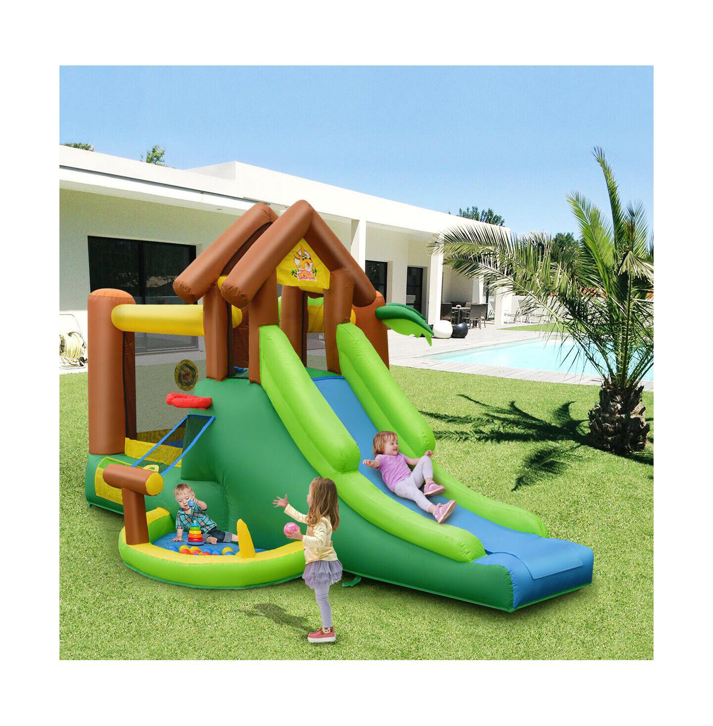 Детские игрушки INOLAIT Kids Inflatable Jungle Bounce House Castle including Bag without Blower, цвет: Зелёный — фото 6