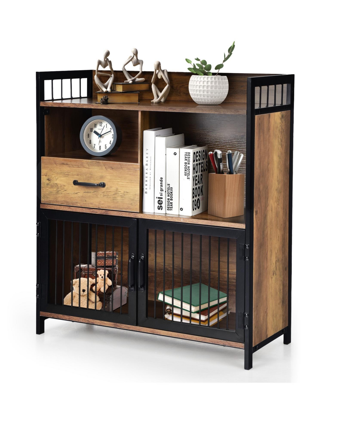 Sugift Buffet Cabinet with Drawer and Wood Storage Shelf for Kitchen