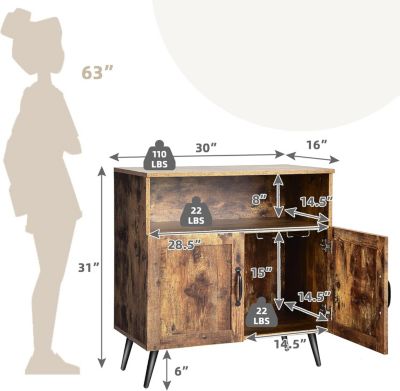 Mid-century Wooden Storage Cabinet Wine Glass Holders