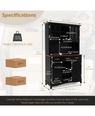 Kitchen Storage Cabinet Cupboard with Wine Rack and Drawers