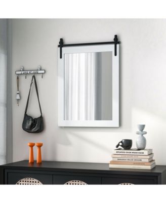 30 x 22 Inch Wall Mount Mirror with Wood Frame
