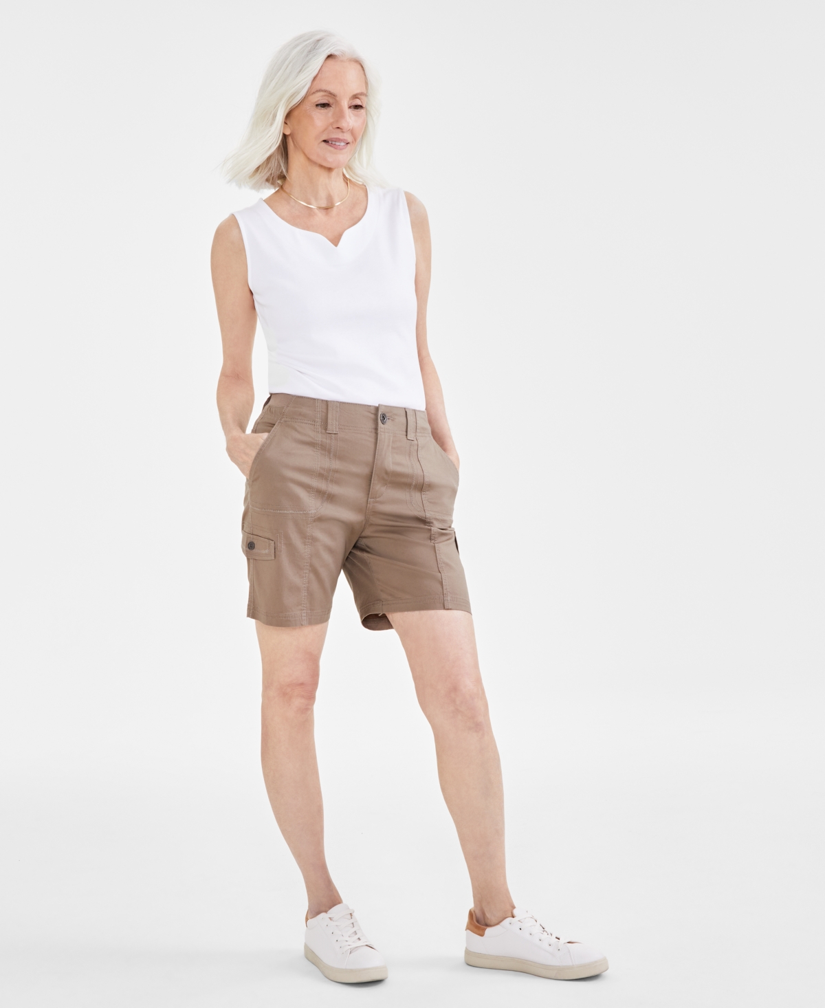 Style & Co Women's Comfort-waist Cargo Shorts, Created For Macy's In Truffle