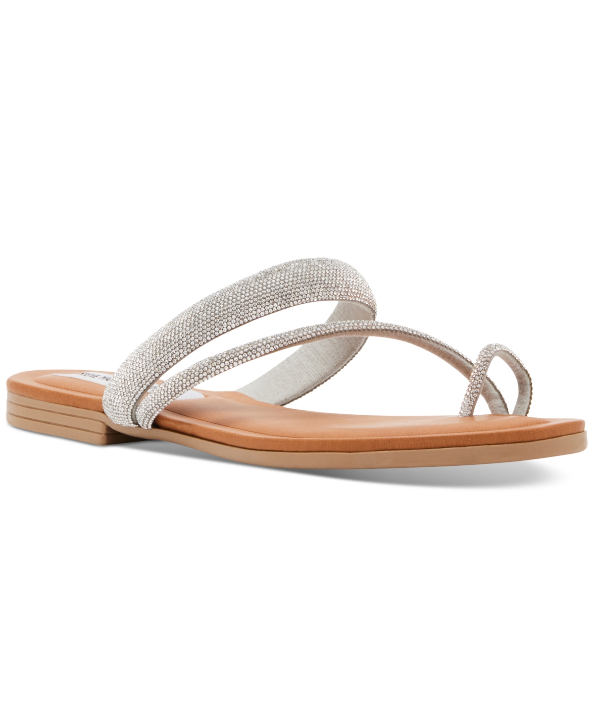 Shop Steve Madden Women's Fiorra Beaded Toe-ring Slide Sandals In Silver Rhinestone