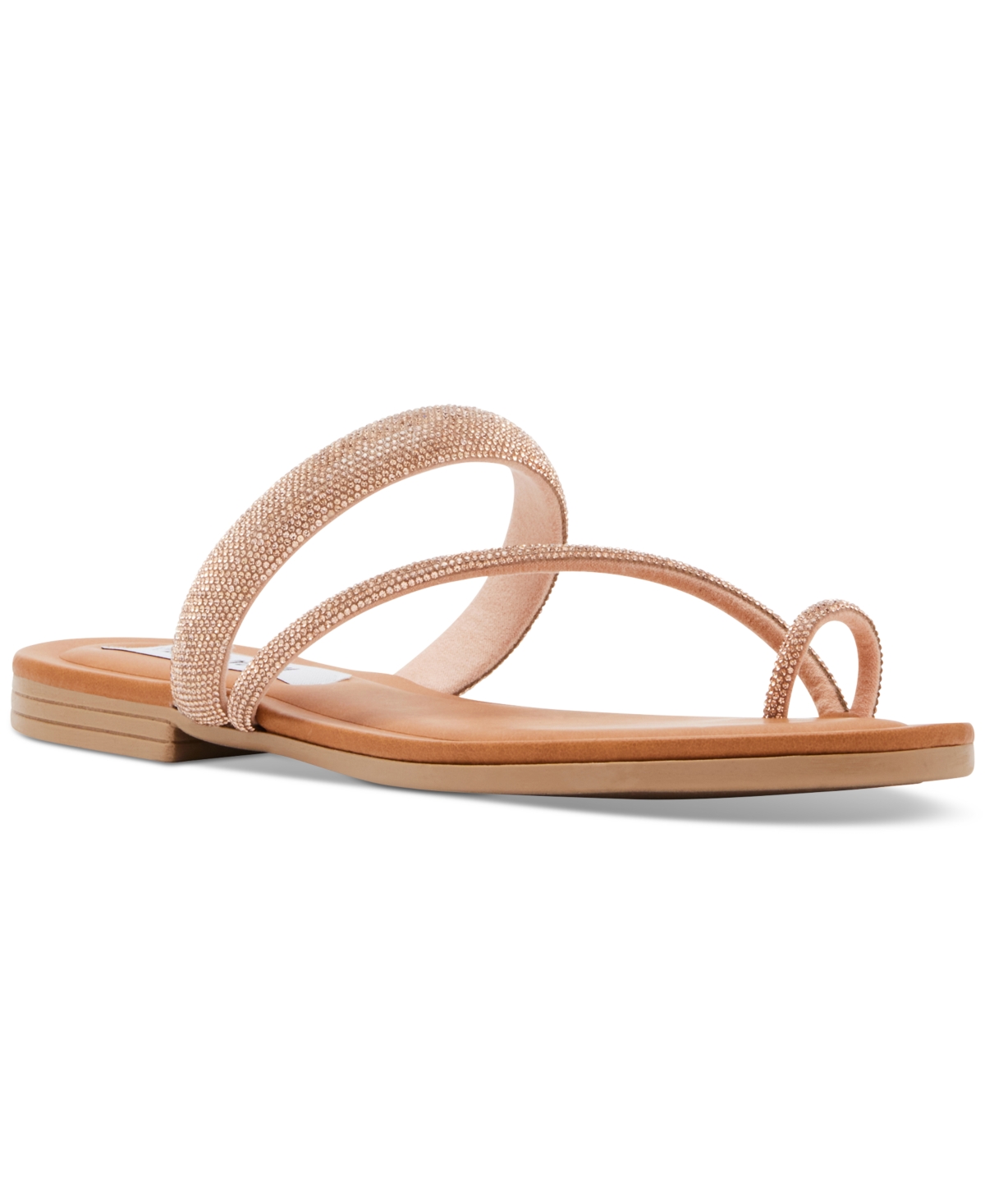 Steve Madden Women's Fiorra Rhinestone Toe-ring Slide Sandals In Rose Gold Rhinestone