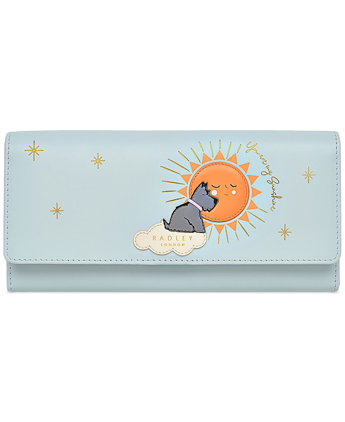 You Are My Sunshine Large Flapover Wallet - Soft Blue