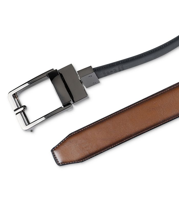 Exact Fit Men's FauxLeather Stretch Reversible Compression Lock Belt