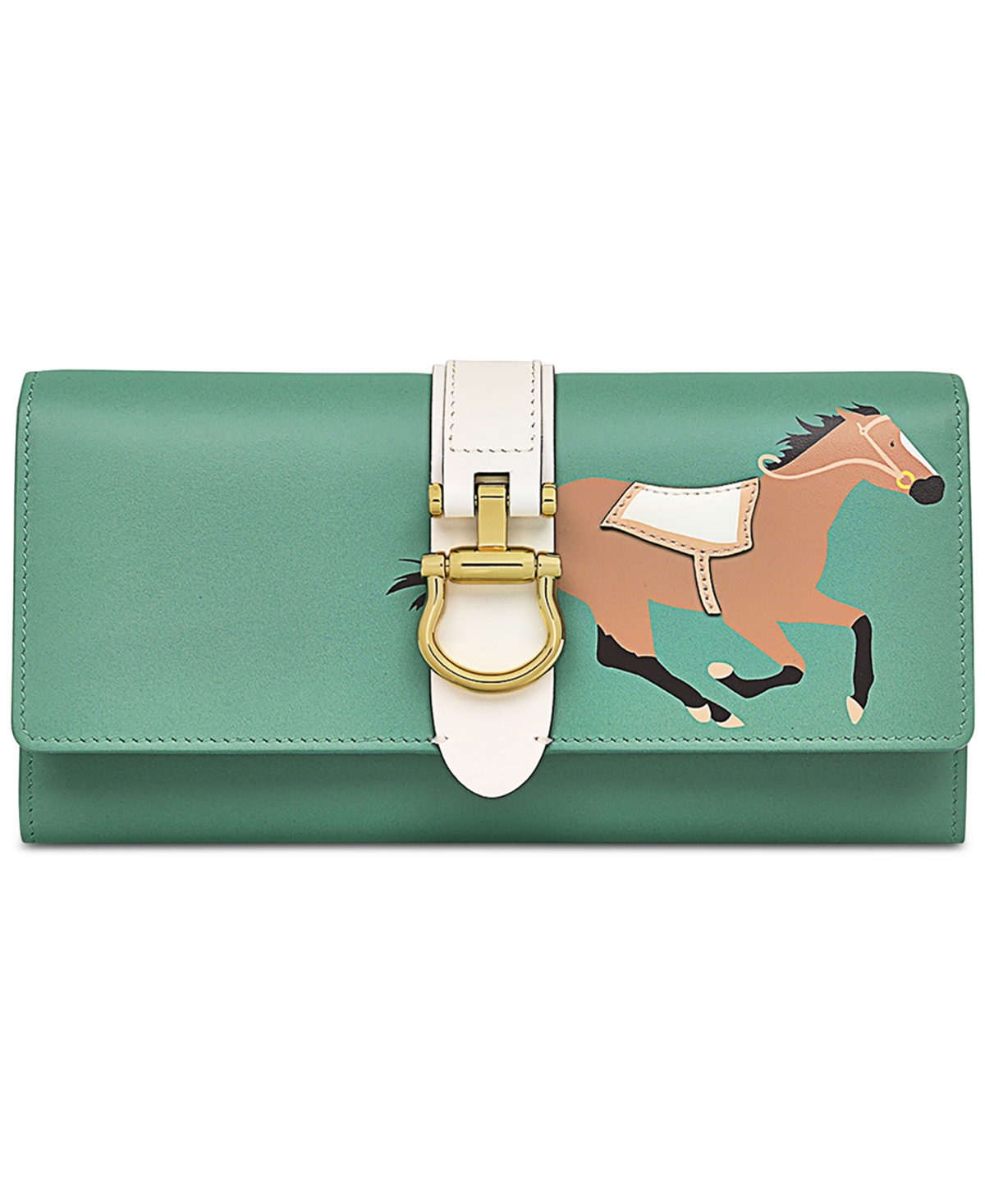 Radley London Kentucky Derby Large Leather Flapover Wallet In Cactus