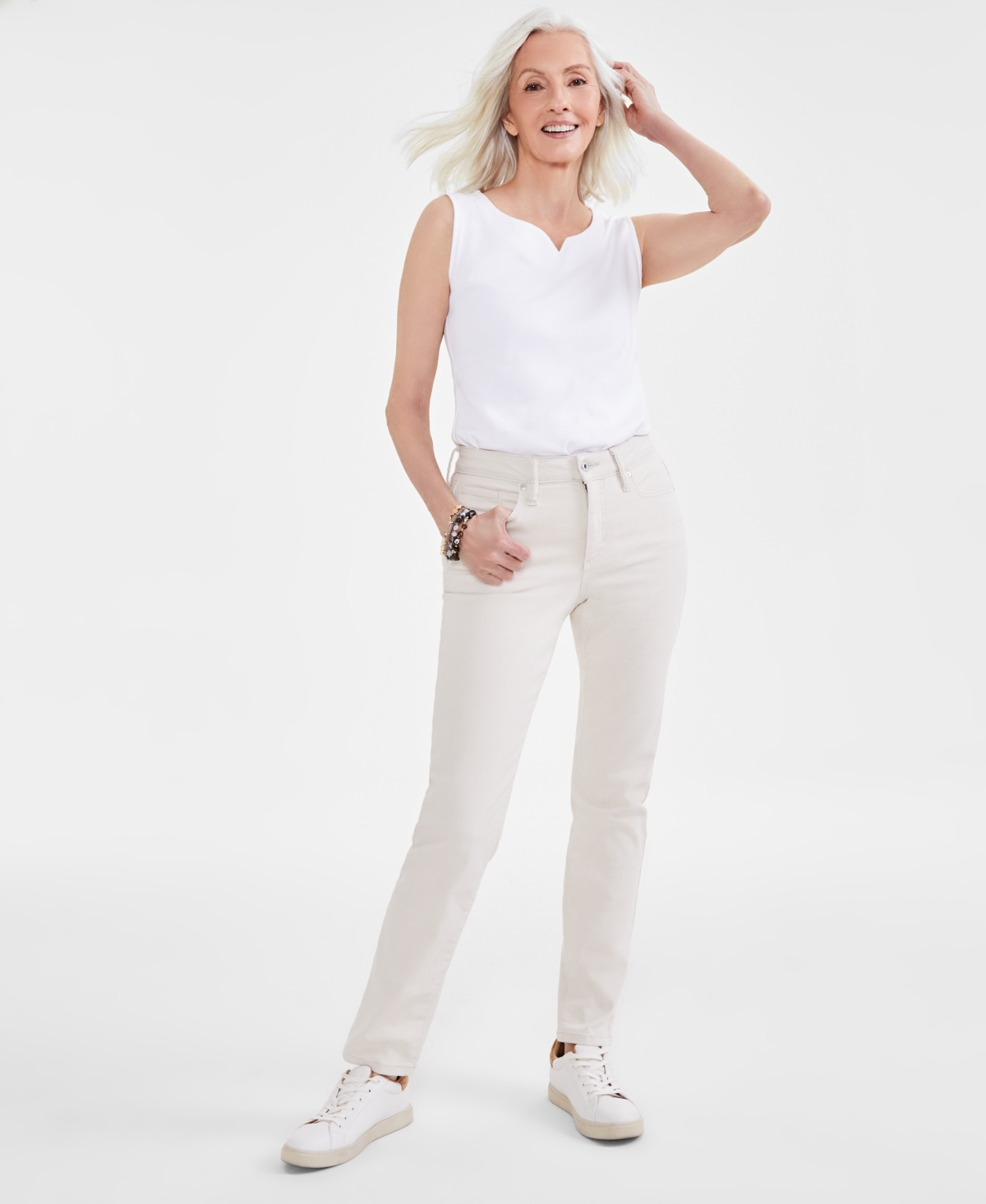 Shop Style & Co Petite Mid-rise Slim-leg Jeans, Created For Macy's In Aspen