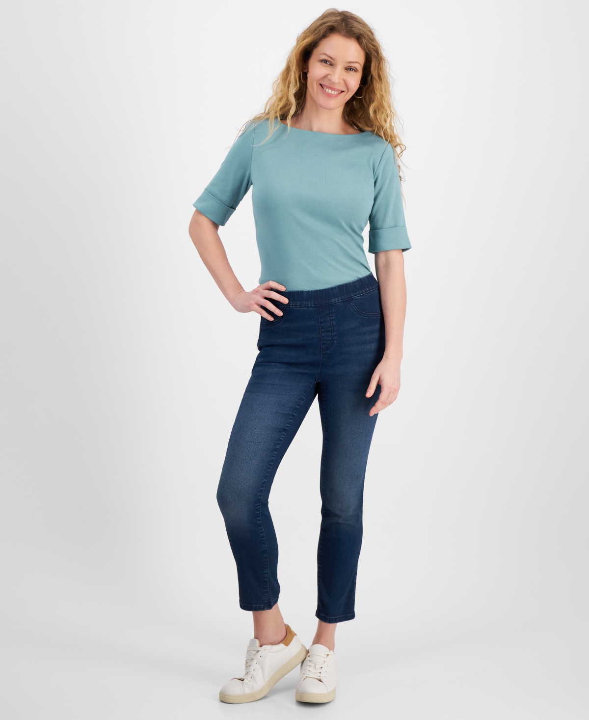 Style & Co Women's Mid-rise Pull-on Capri Jeans Leggings, Created For Macy's In Ashby