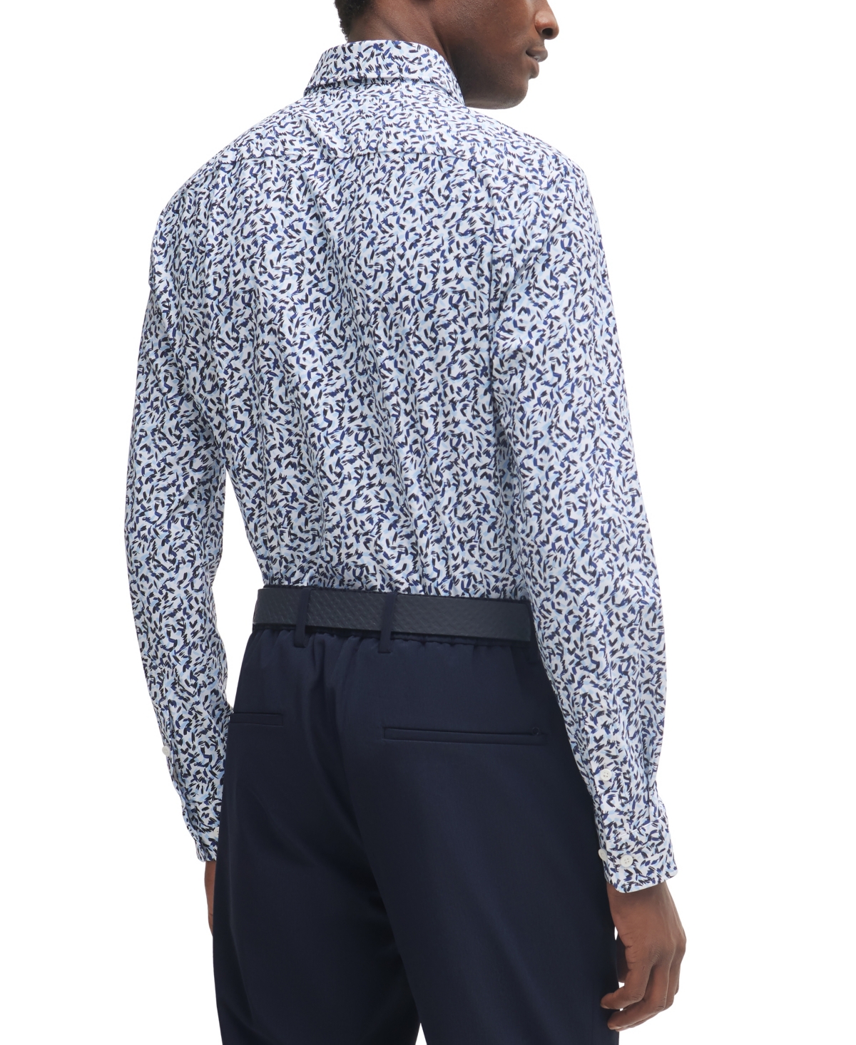 Boss by Hugo Boss Men's Printed Performance-Stretch Material Slim-Fit Dress Shirt - Pastel Blue