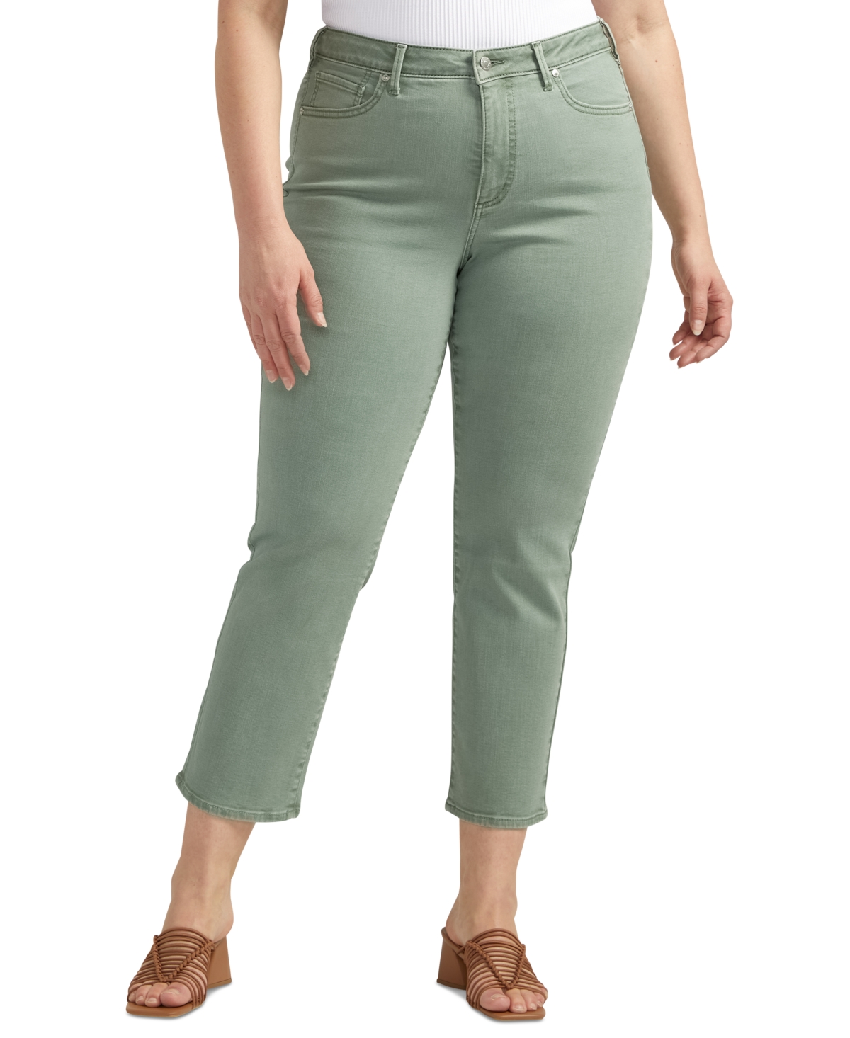 Shop Silver Jeans Co. Plus Size Isbister Straight-leg Jeans In Sage