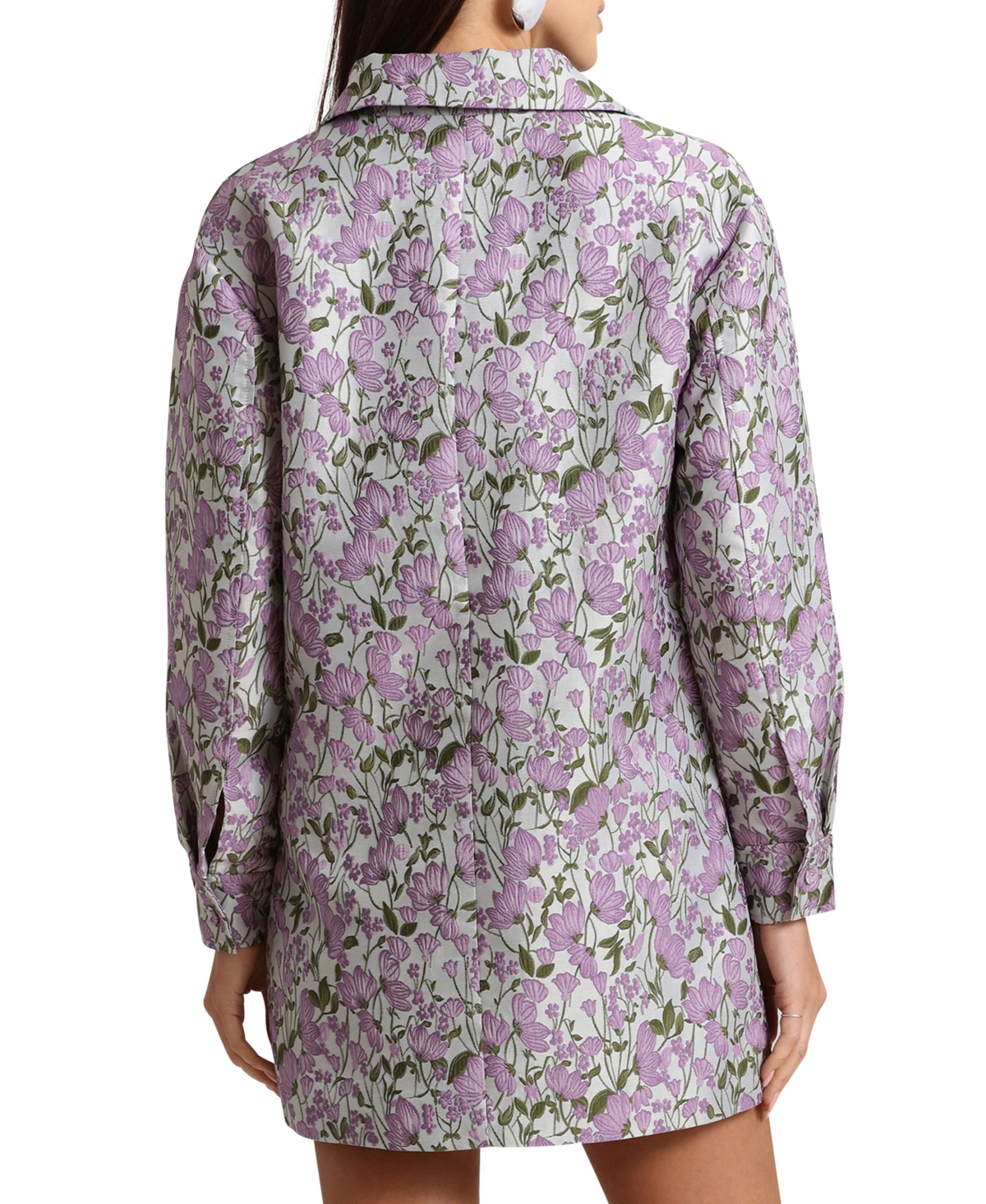 Shop Avec Les Filles Women's Brocade Meet And Greet Jacket In Ivory,lilac Floral