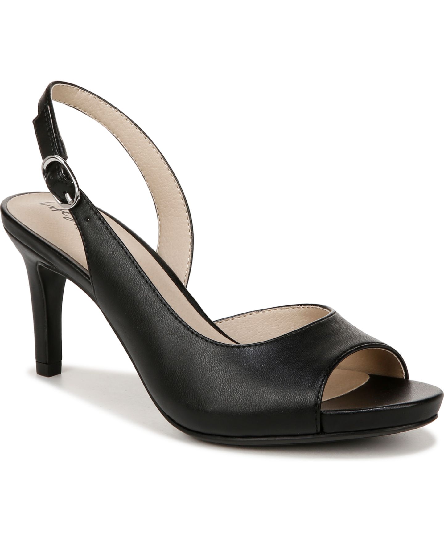 Женские туфли LifeStride Teller 2 Slingback Peep Toe Pumps, цвет: Чёрная искусственная кожа — фото 1