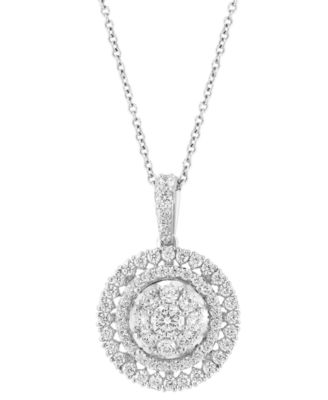 EFFY&reg; Diamond Circle Cluster 18" Pendant Necklace (1-1/4 ct. t.w.) in 14k White Gold