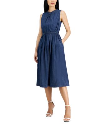 Anne Klein Women s Sleeveless Denim Midi Dress Macy s