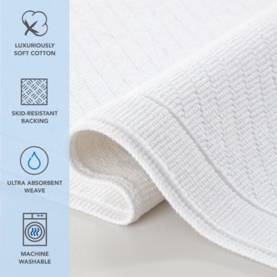 Host & Home Cotton Bath Rug, Stylish Textured Woven Design, Slip Resistant Backing, 5 Color Options, 2-Piece Set - 17x24 & 20x32