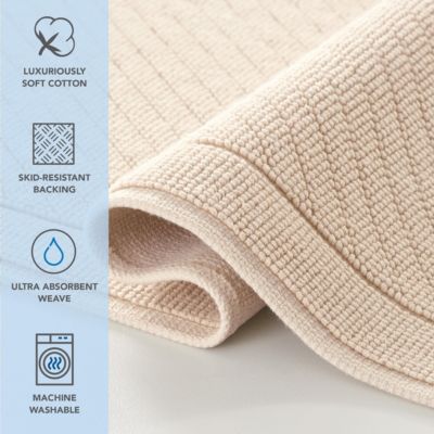 Host & Home Cotton Bath Rug, Stylish Textured Woven Design, Slip Resistant Backing, 5 Color Options, 2-Piece Set - 17x24 & 20x32