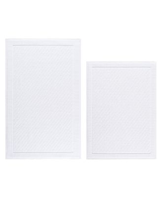 Host & Home Cotton Bath Rug, Stylish Textured Woven Design, Slip Resistant Backing, 5 Color Options, 2-Piece Set - 17x24 & 20x32