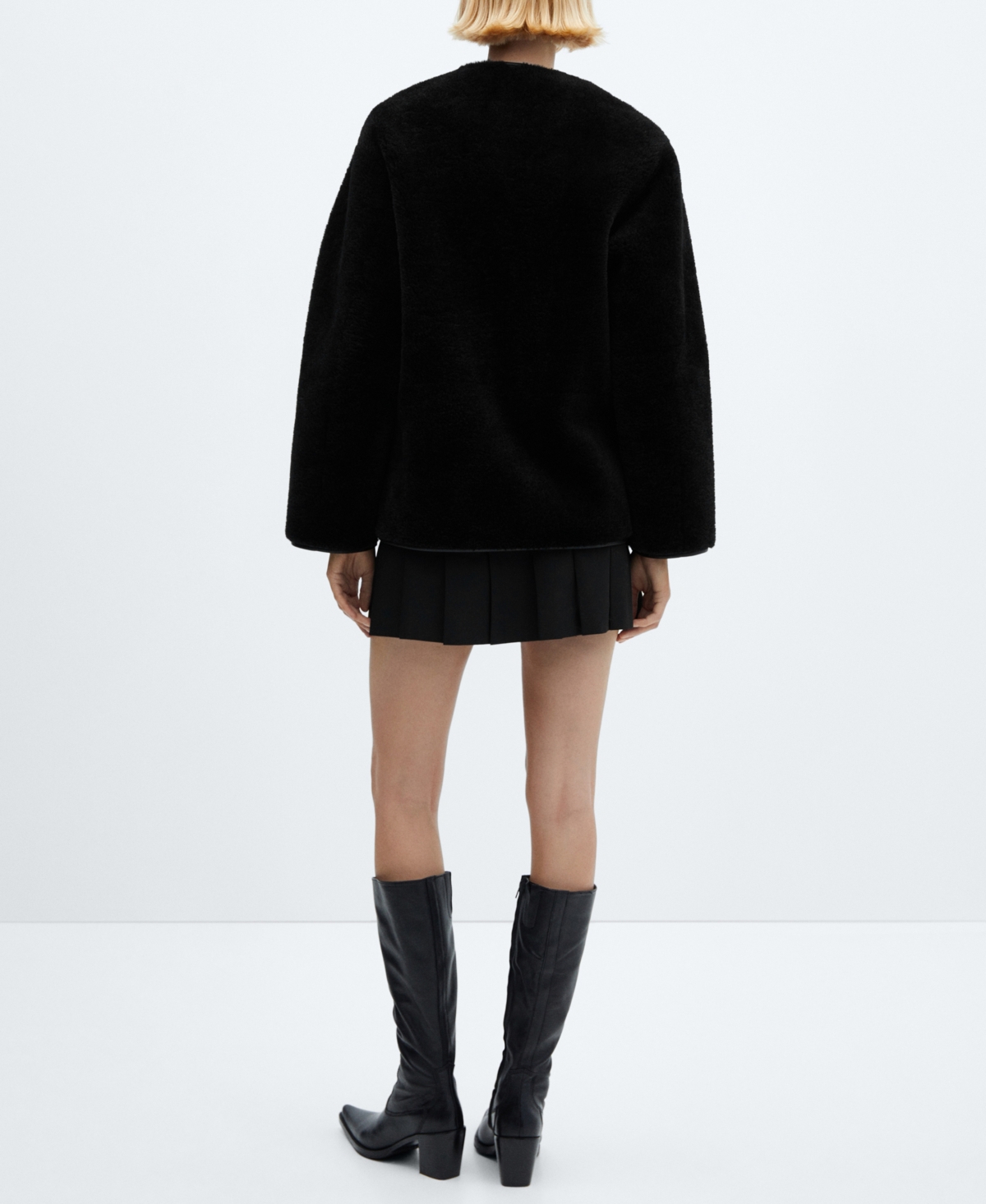 Mango Women's Fur-Effect Appliques Coat