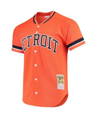 Men's Kirk Gibson Orange Detroit Tigers Cooperstown Collection Mesh Batting Practice Button-Up Jersey