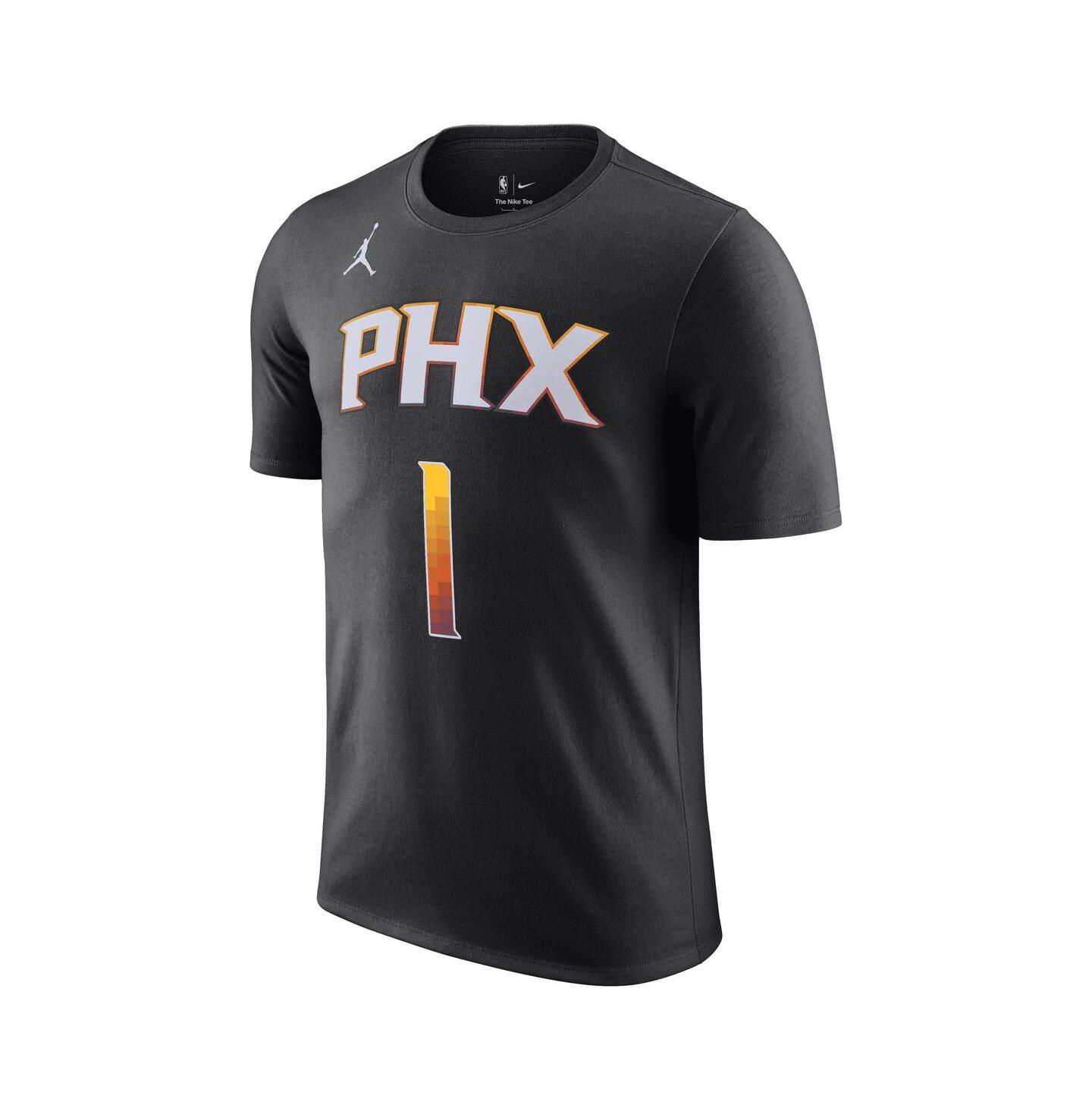 Мужская футболка Jordan Devin Booker Black Phoenix Suns 2022/23 Statement Edition Name and Number — фото 3