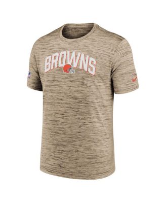 Men's Brown Cleveland Browns Sideline Velocity Athletic Stack Performance T-shirt