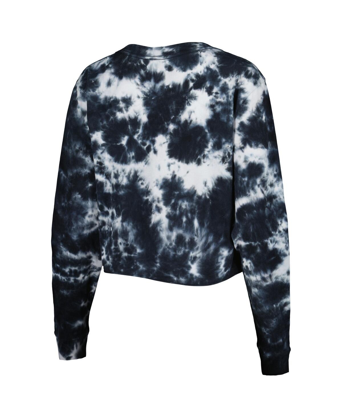 Women's New EraBrooklyn Nets Tie Dye Cropped Long Sleeve T-shirt - Black
