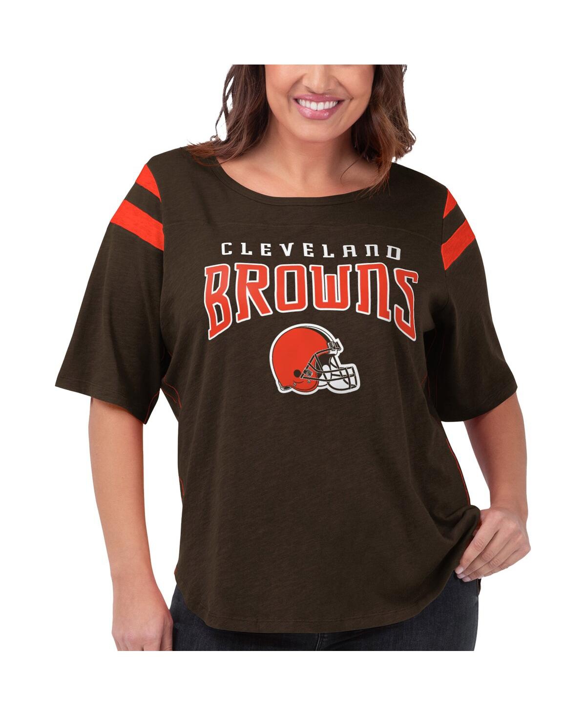 Women's G-iii 4Her by Carl Banks Brown Cleveland Browns Plus Size Linebacker T-shirt - Brown